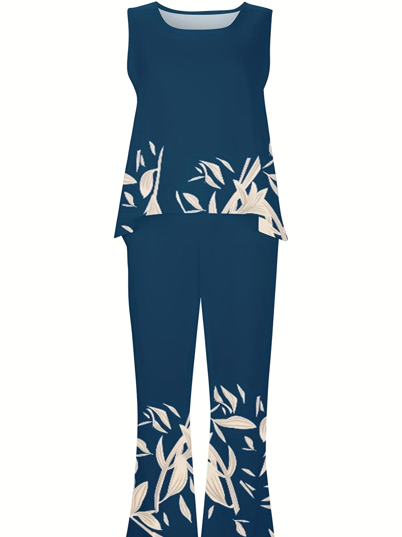 Floral Print Sleeveless Top & Wide Leg Pants Set