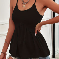 Ruffle Trim Cami Top Sexy Sleeveless Summer Top