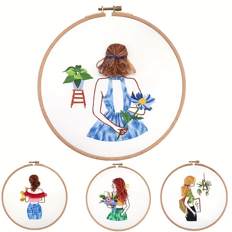 Embroidery DIY Cross Stitch Thread Flower Girl Dance Picture