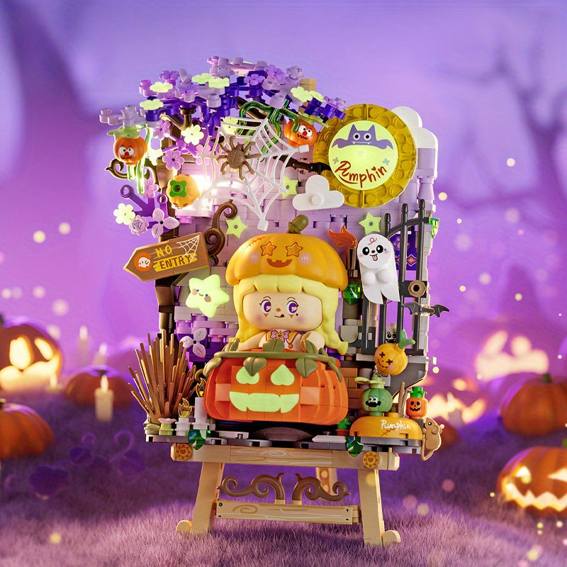 1386pcs Mini Pumpkin Building Blocks Jigsaw Puzzle Toy Halloween Gift Set