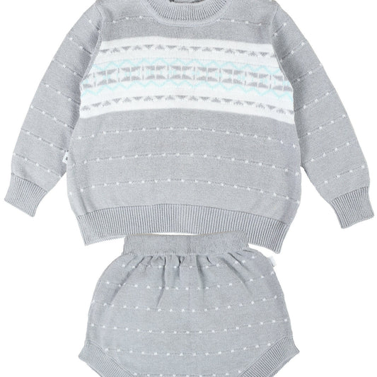 Baby Knitted Preppy Style Sweater Set for Boys and Girls