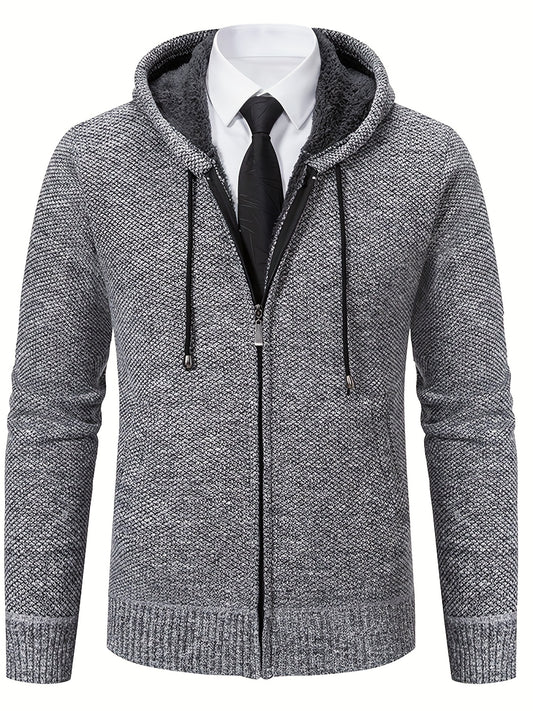 Men's Hooded Knitted Coat Autumn Winter Solid Top