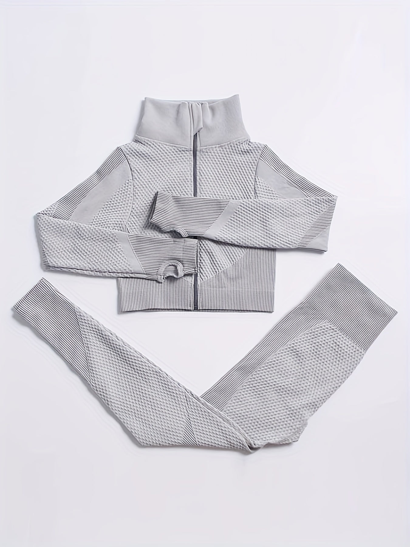 Quick Dry Seamless Workout Set with Zip Up Jacket & Leggings