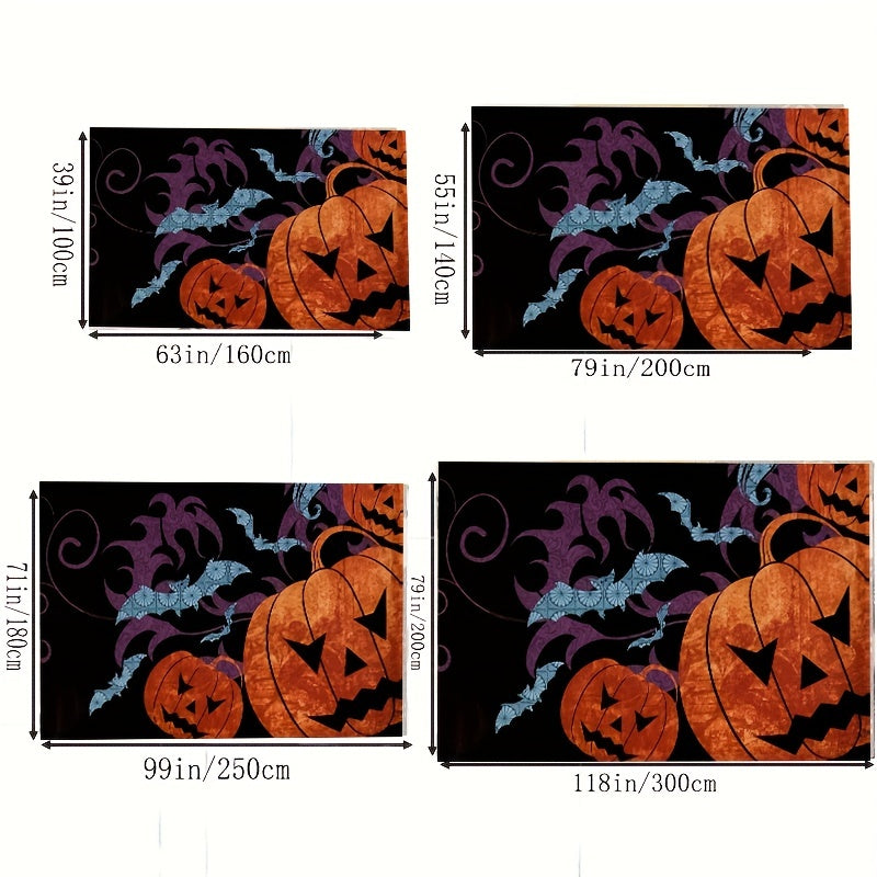 Autumn Pumpkin Pattern Carpet Anti Slip Fun Washable Rug Halloween Decor
