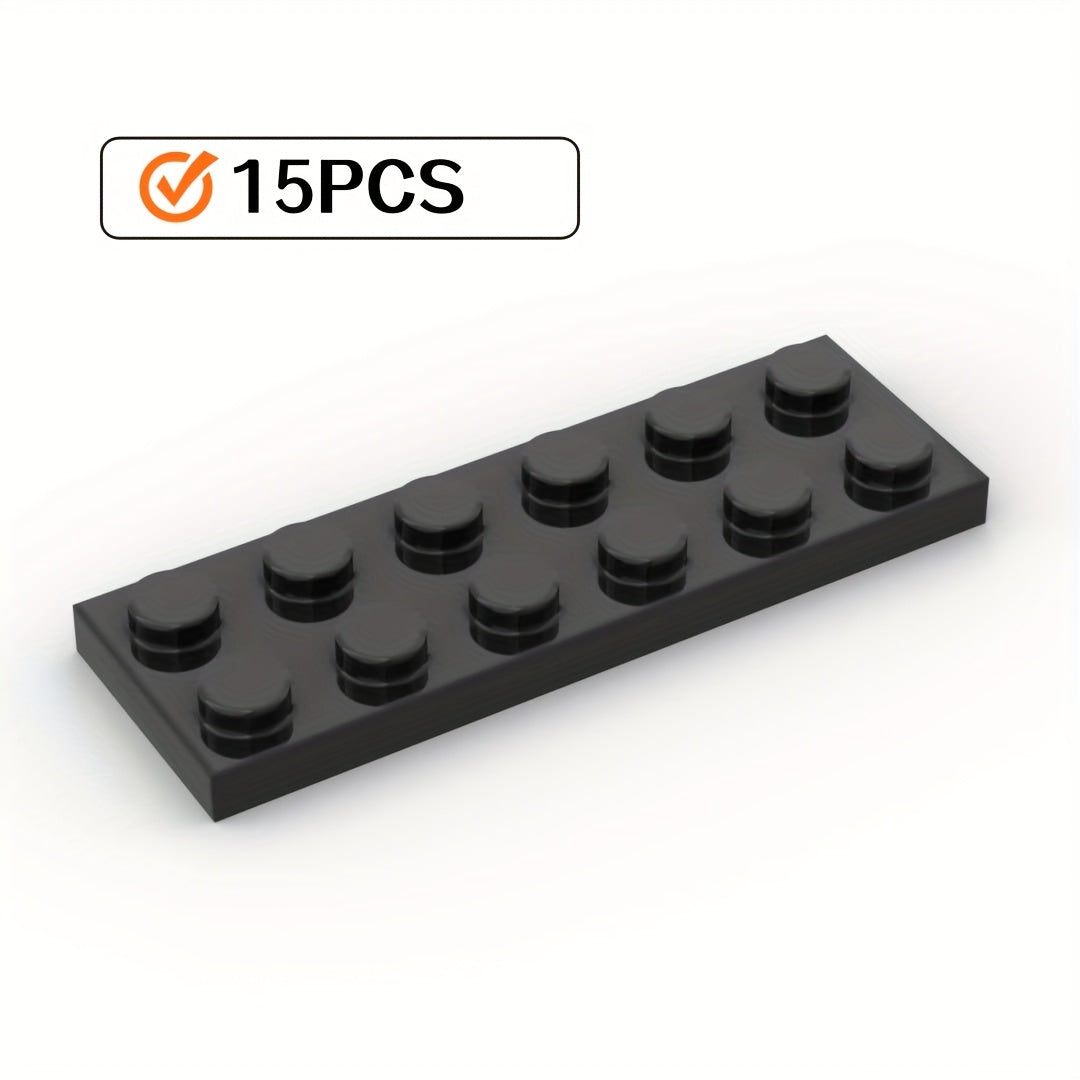 15pcs Building Blocks Set 2x6 Flat Plates ABS Material Various Colors