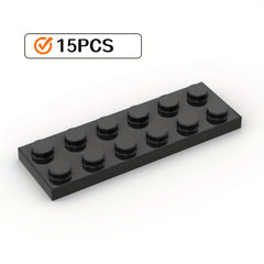 15pcs Building Blocks Set 2x6 Flat Plates ABS Material Various Colors