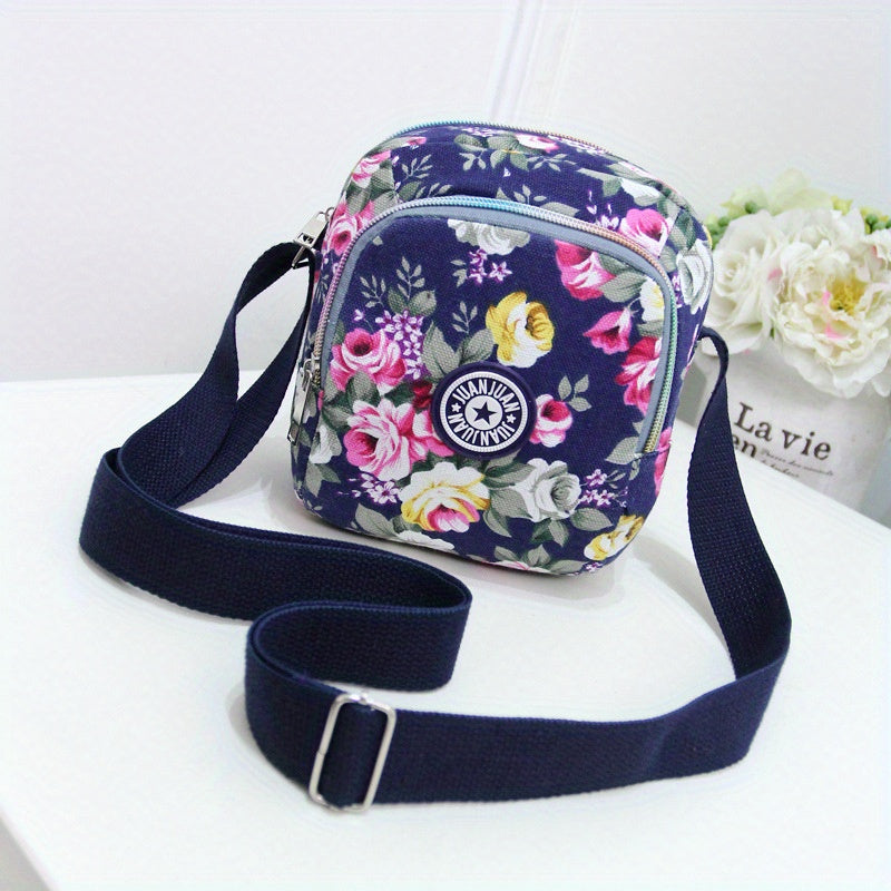 Floral Print Crossbody Phone Bag Lightweight Shoulder Bag