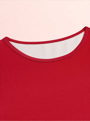 Girls Splicing Long Sleeve Dress Crew Neck Christmas Party Gift