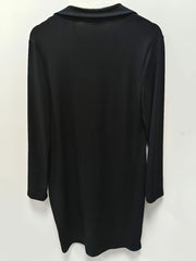  Solid Ribbed Half Zipper Long Sleeve Midi Dress