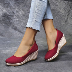 Women's Mesh Wedge Shoes Soft Sole Slip On Linen Heels