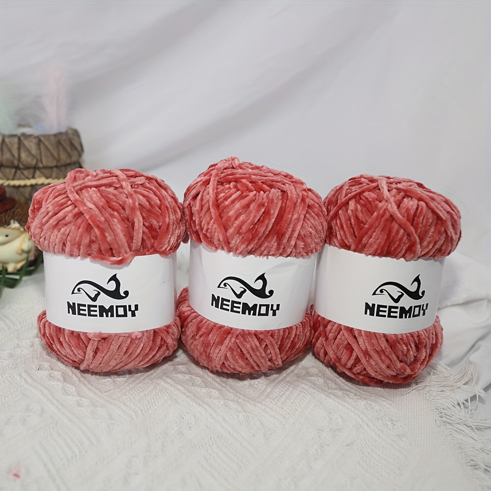 3pcs Chenille Velvet Yarn Knitting Yarns Soft Comfortable Yarn