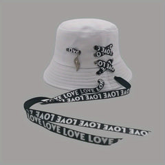 Love Ribbon Laced Up Bucket Hat