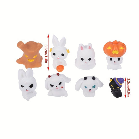 8pcs Halloween Mini Ornaments Rabbit Ghost Cat Dollhouse Toy
