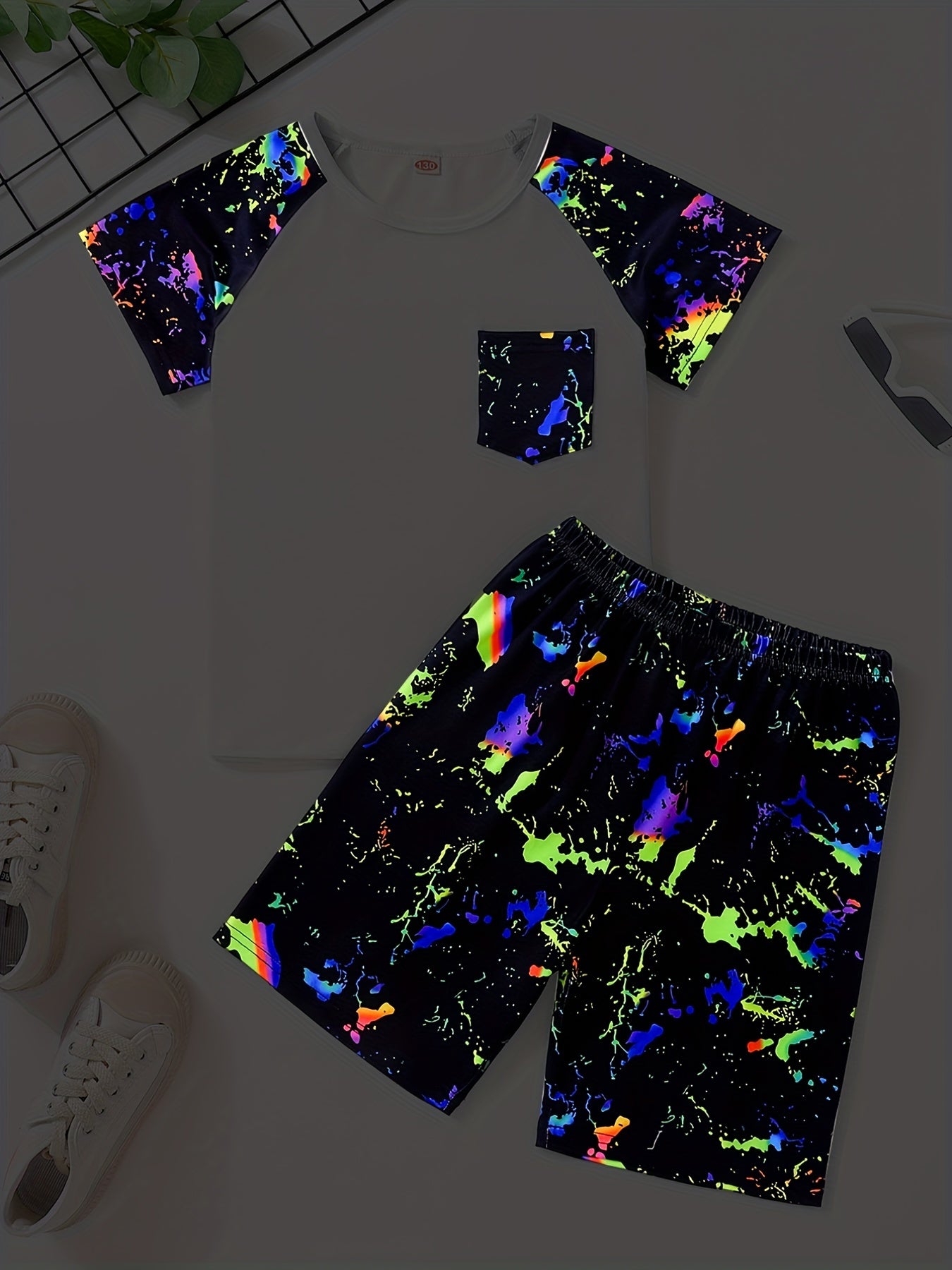 Boys Tie Dye T shirt Matching Shorts Kids Clothes Summer
