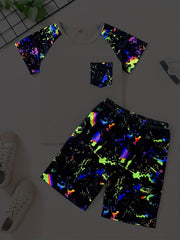 Boys Tie Dye T shirt Matching Shorts Kids Clothes Summer