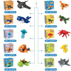 20pcs Insect & Marine Animal Blocks: Spiders, Scorpions, Mantises, Bees