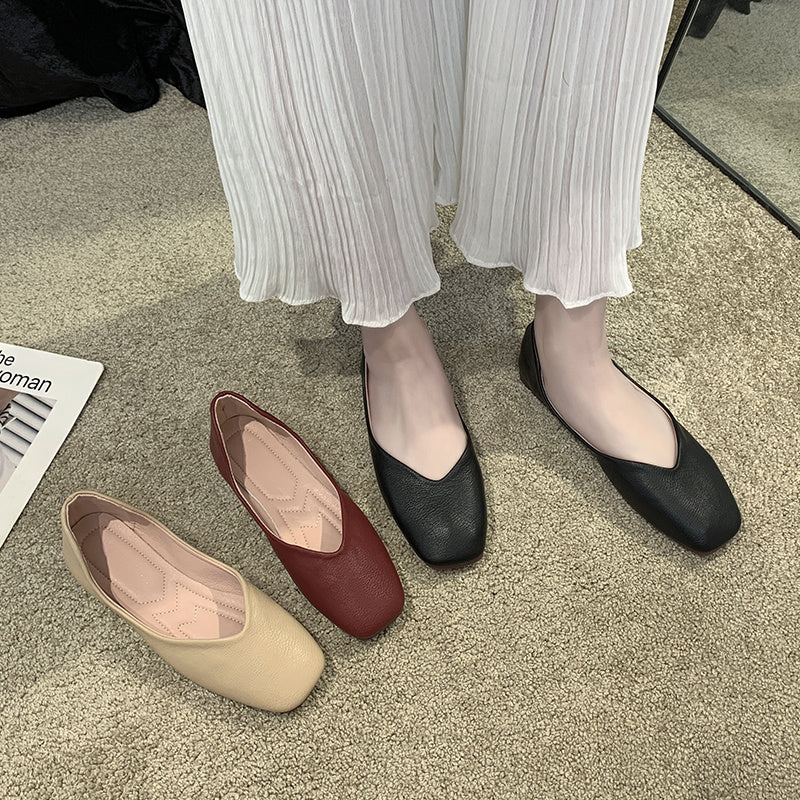 Women's Ballet Flat Shoes Square Toe Non Slip Loafers