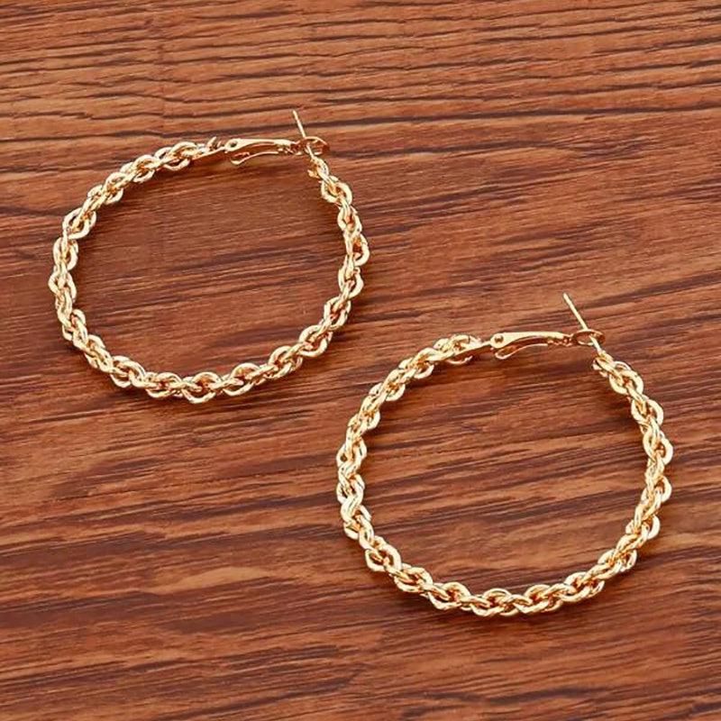Chunky Chain Hoop Earrings 18K Plated Alloy Ear Jewelry Decorations