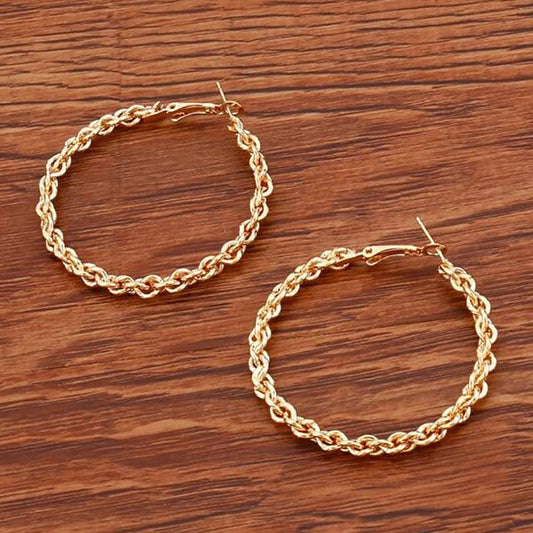 Chunky Chain Hoop Earrings 18K Plated Alloy Ear Jewelry Decorations