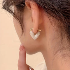 Heart Shape Gem Hoop Earrings 14K Plated Alloy Jewelry Gift