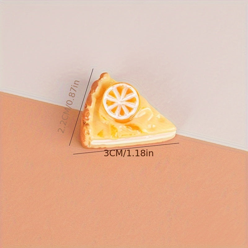 3pcs Mini Lemon Slice Pizza Cake Resin Desk Decor Playful Orange DIY Cream Glue