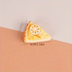 3pcs Mini Lemon Slice Pizza Cake Resin Desk Decor Playful Orange DIY Cream Glue