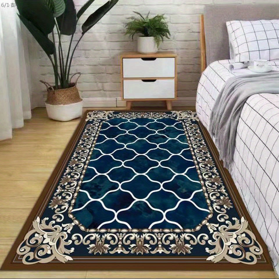 Large Floral Velvet Rug Non-slip Soft Rug for Living Room