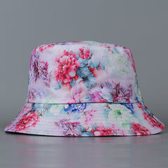Colorful Peony Reversible Bucket Hat Tie Dye Gradient Fisherman Cap