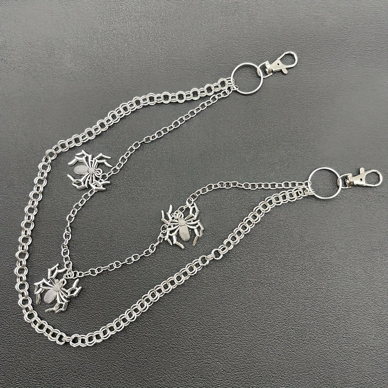 Men's Pants Chains Spider Decoration Layered Hip Hop Pants Chains