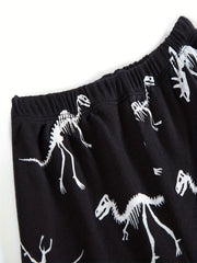 2pcs Boys Dino Print Short Sleeve T shirt & Short Set
