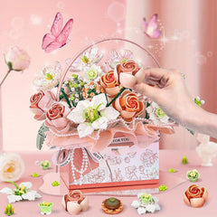 1212pcs Flower Bouquet Block Set with Light Strips DIY Decoration