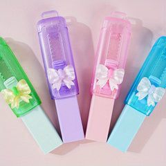 4pcs Push Pull Erasers with Pastel Bow - Non Toxic Rubber & ABS Construction