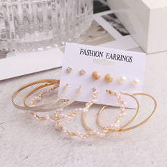 Vintage Rhinestone Stud Earrings Set for Women