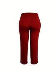  Casual Pants Women's Plus Solid Straight Leg Pants