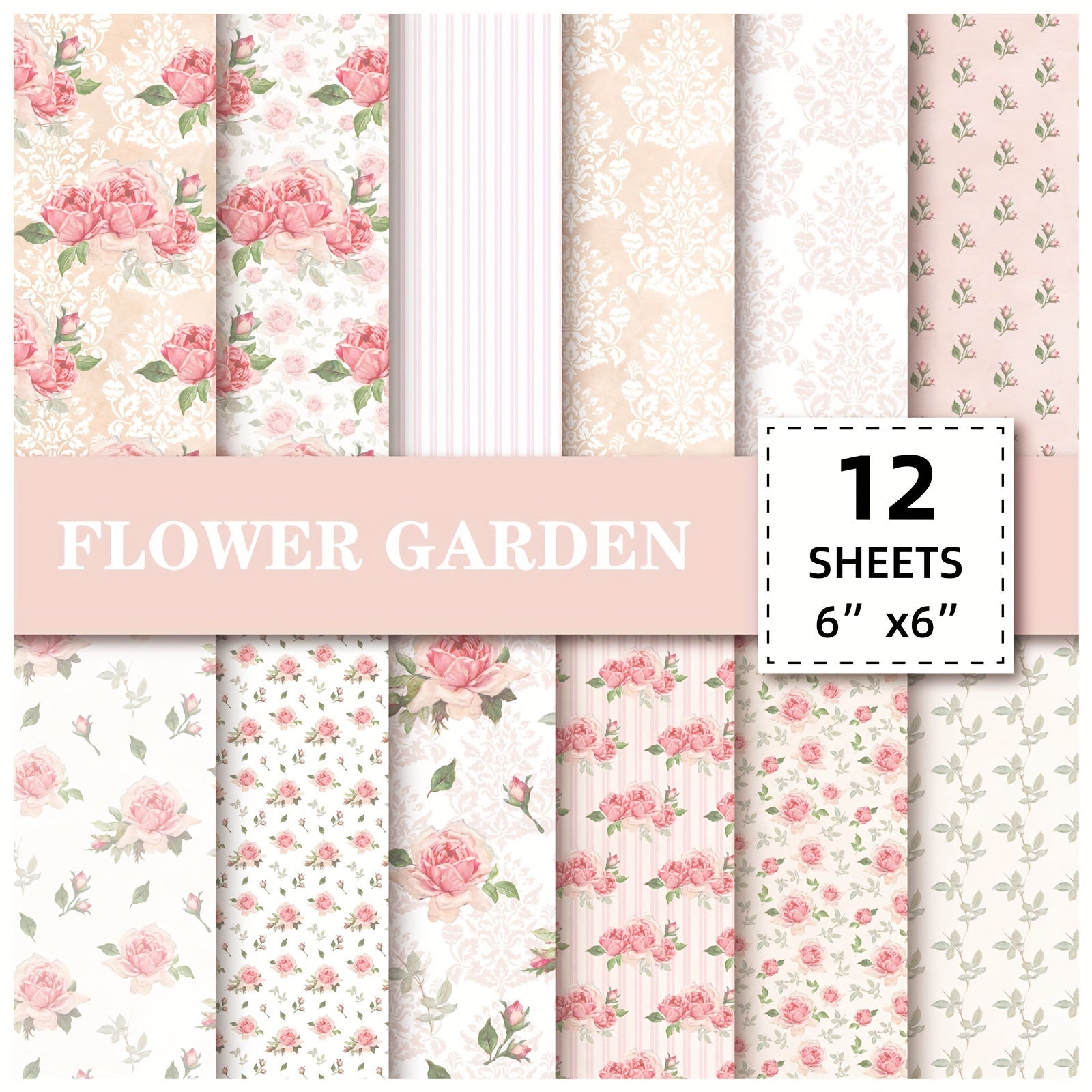 12pcs Flower Series Background DIY Scrapbook Paper Art Card Pattern Paper