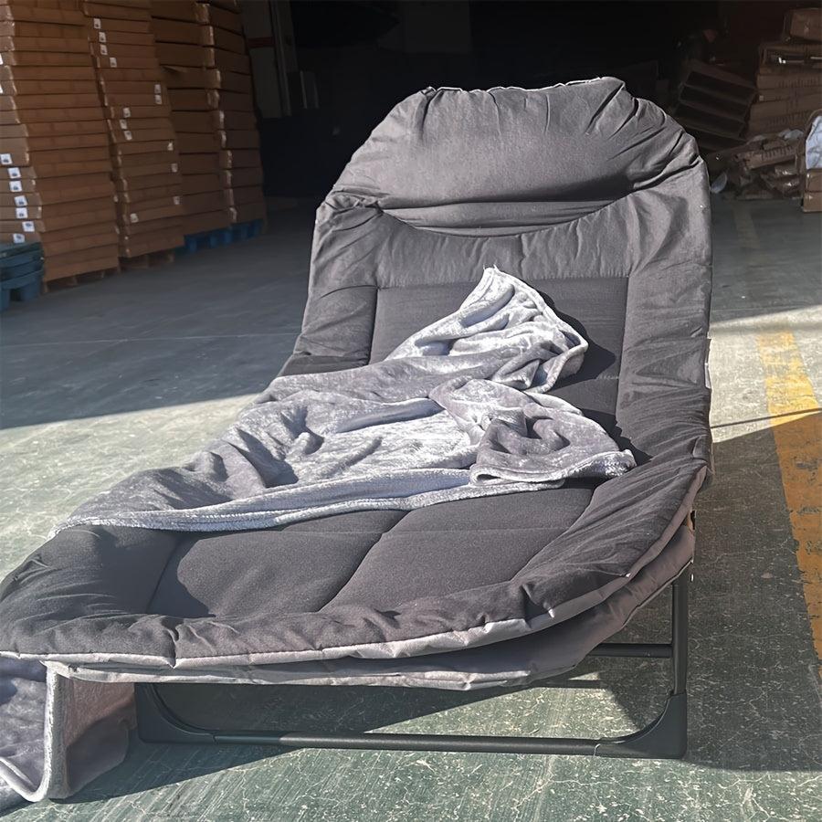Outdoor Folding Bed with Blanket for Office Nap Beach Picnic Camping