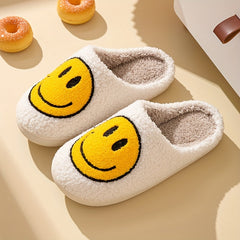 Women's Fuzzy Smile Face Slippers Warm Indoor Plush Shoes