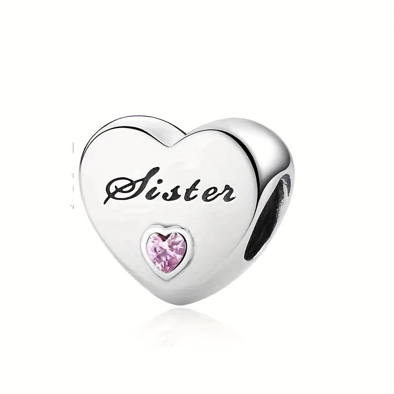 Heart Shape Beads Inlaid Diamond Large Hole Beads for DIY Jewelry
