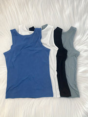 4pcs Ribbed Tank Tops Crew Neck Women's Lingerie