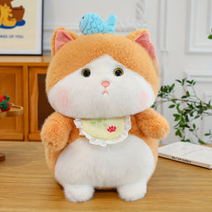 Orange Tabby Kitty Plush Toy with Fishing Habit Soft Stuffed Cat Doll 24
