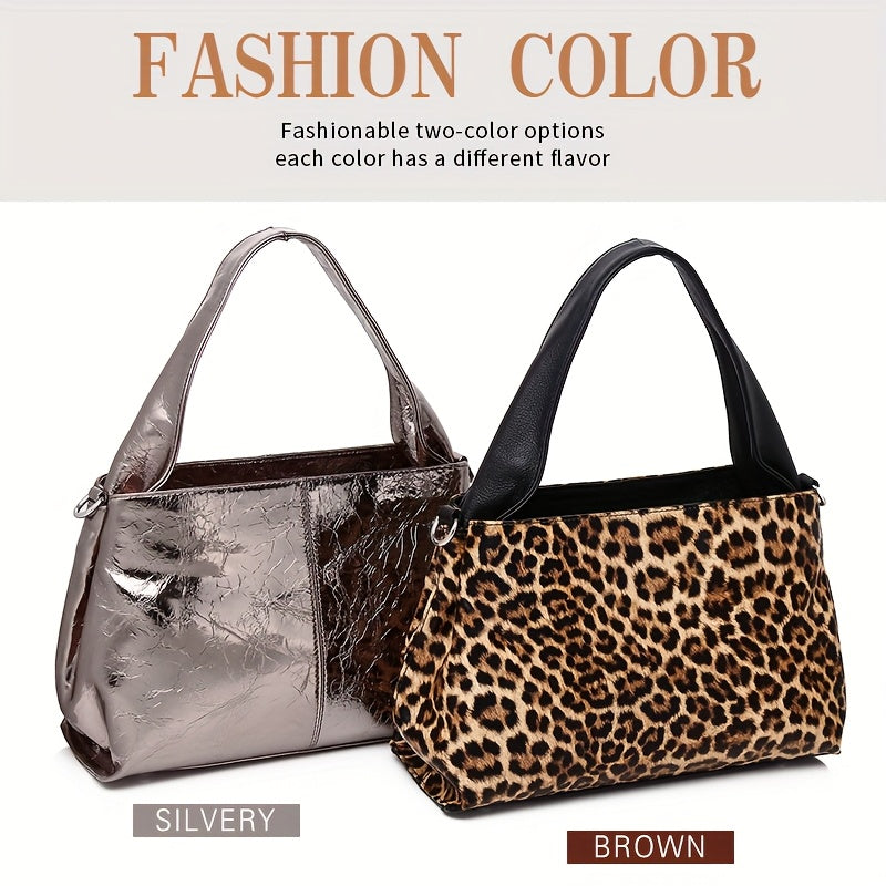 Leopard Print Leather Women's Shoulder Bag