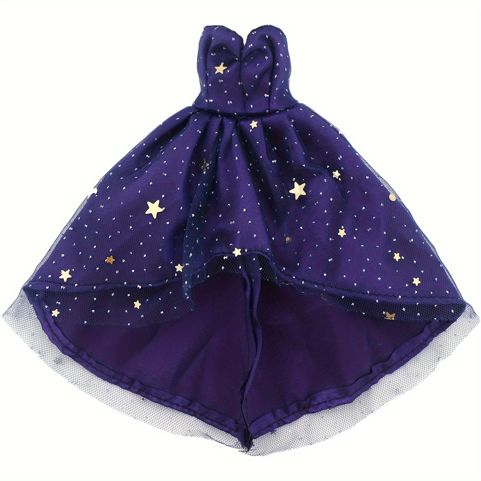 Starry Polyester Gown with Train for 11-Inch Dolls