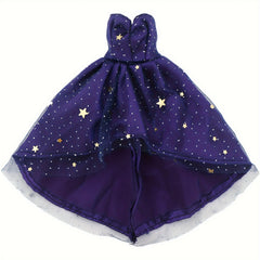 Starry Polyester Gown with Train for 11-Inch Dolls