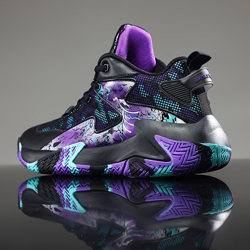 Men's Block Basketball Shoes Lace Up Sneakers