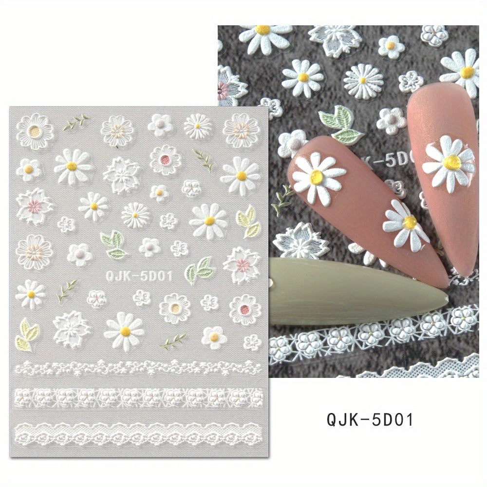 5D Pink Heart Nail Art Stickers Adhesive Acrylic DIY Nail Decoration