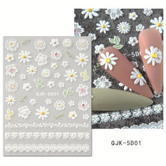 5D Pink Heart Nail Art Stickers Adhesive Acrylic DIY Nail Decoration