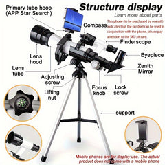 Kids Telescope with Tripod Stand 60X Magnification ABS Material