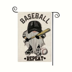 Gnome Baseball Player Garden Flag Softball League Yard Outdoor Decor