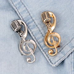 Microphone Music Brooch Pin