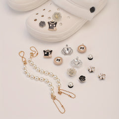 16pcs Rhinestone Pearl Shoe Charm Clog Sandal Buckle Resin Shoe Accessory